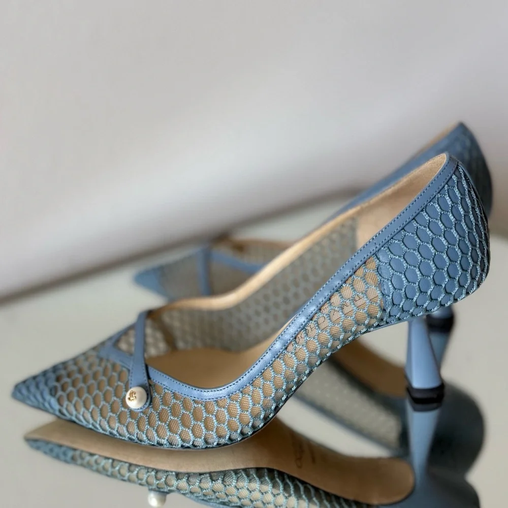 Jimmy Choo Rosalia 65 mesh and leather pumps
